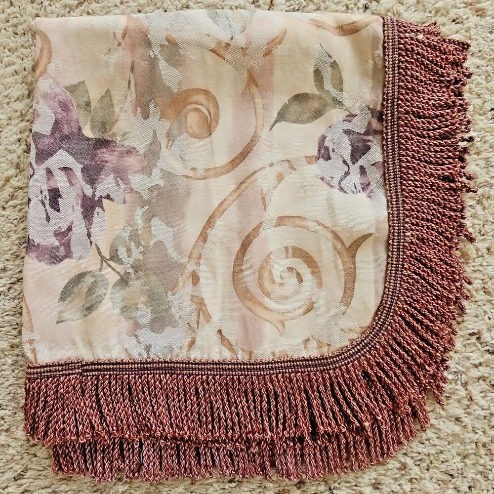 Croscill Chambord Cassis Amethyst Rose Fringed Tablecloth 32" Square Side Table